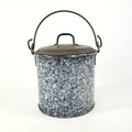Rustic Antique Gray-Black Enamelware Berry Picking Bucket Tin Lid