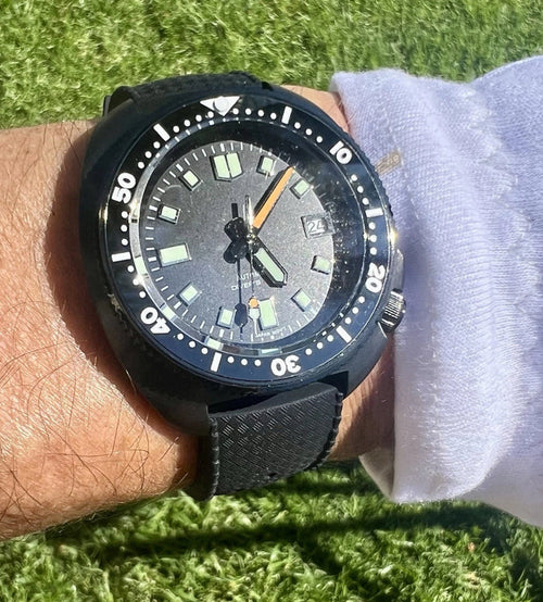 (Seiko) King Turtle Titanium Case Captain Style NO LOGO All Black PVD Diver 47mm Automatic Watch