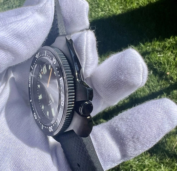 (Seiko) King Turtle Titanium Case Captain Style NO LOGO All Black PVD Diver 47mm Automatic Watch