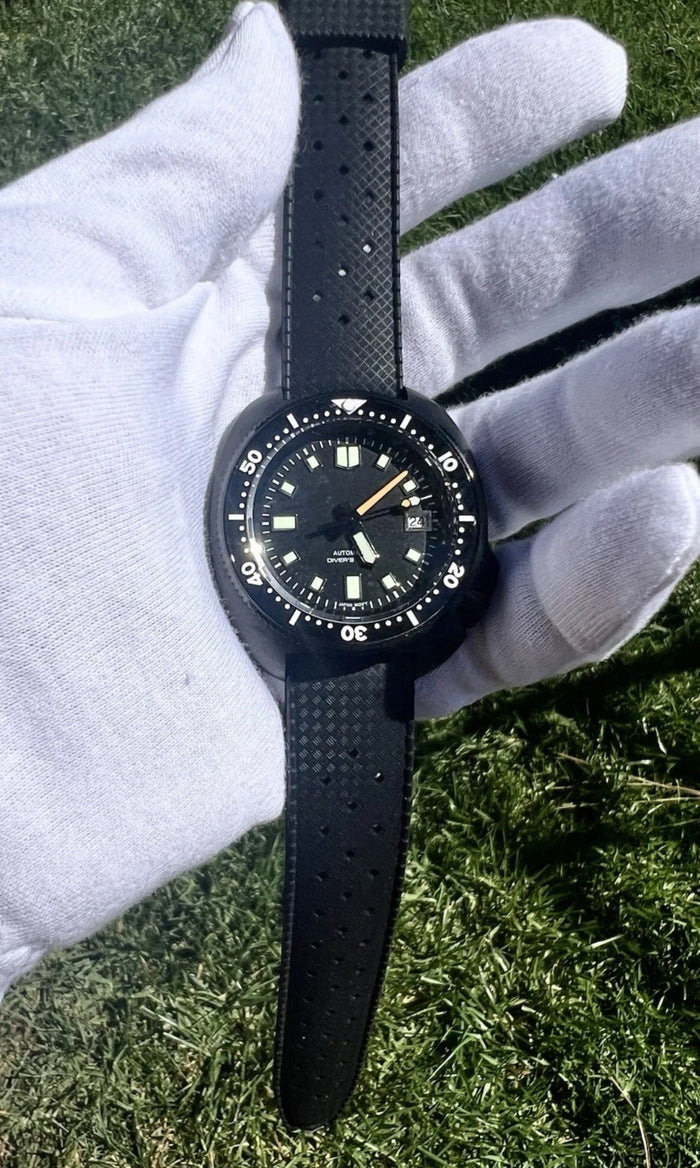 (Seiko) King Turtle Titanium Case Captain Style NO LOGO All Black PVD Diver 47mm Automatic Watch