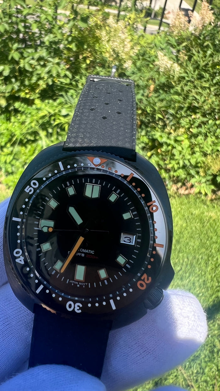 (Seiko) King Turtle Titanium Case Captain Style NO LOGO Black Dial Diver 47mm Automatic Watch
