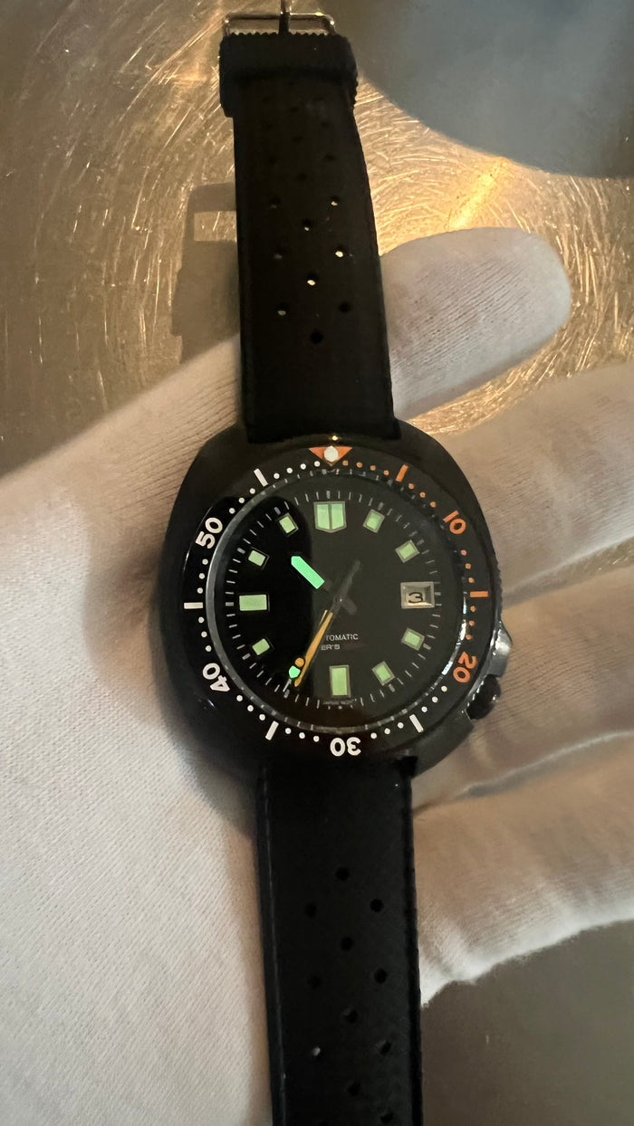 (Seiko) King Turtle Titanium Case Captain Style NO LOGO Black Dial Diver 47mm Automatic Watch