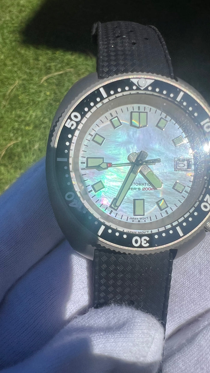 (Seiko) King Turtle Titanium Case Captain Style NO LOGO Perl Dial Diver 47mm Automatic Watch
