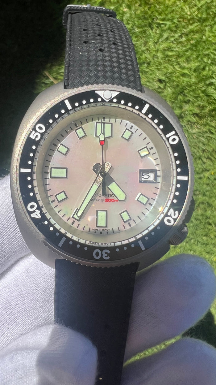 (Seiko) King Turtle Titanium Case Captain Style NO LOGO Perl Dial Diver 47mm Automatic Watch