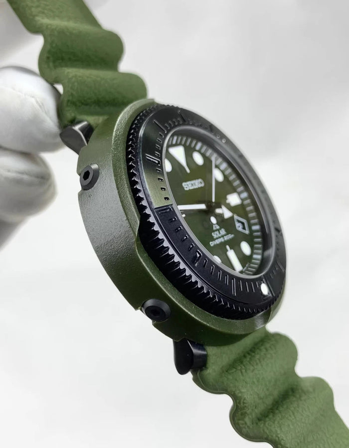 SEIKO PROSPEX Diving Solar SNE535P1 Green Khaki Silicone Strap 200M Waterproof Watch