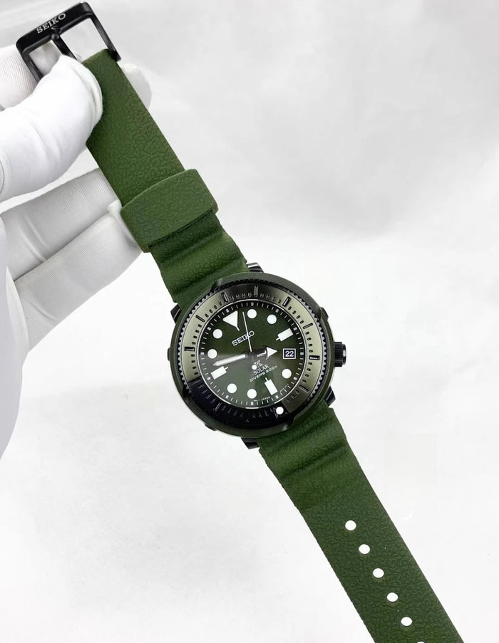 SEIKO PROSPEX Diving Solar SNE535P1 Green Khaki Silicone Strap 200M Waterproof Watch