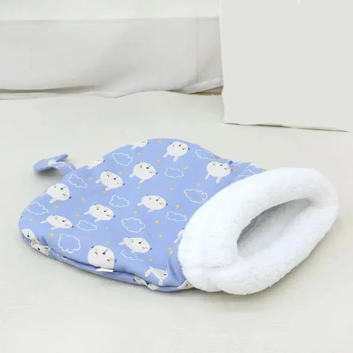 Self Warming Cat Bed - Soft Plush Cat Sleeping Bag for Indoor Cats, Cozy Nest for Small Pets