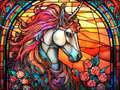 Serious Unicorn On Stained Glass