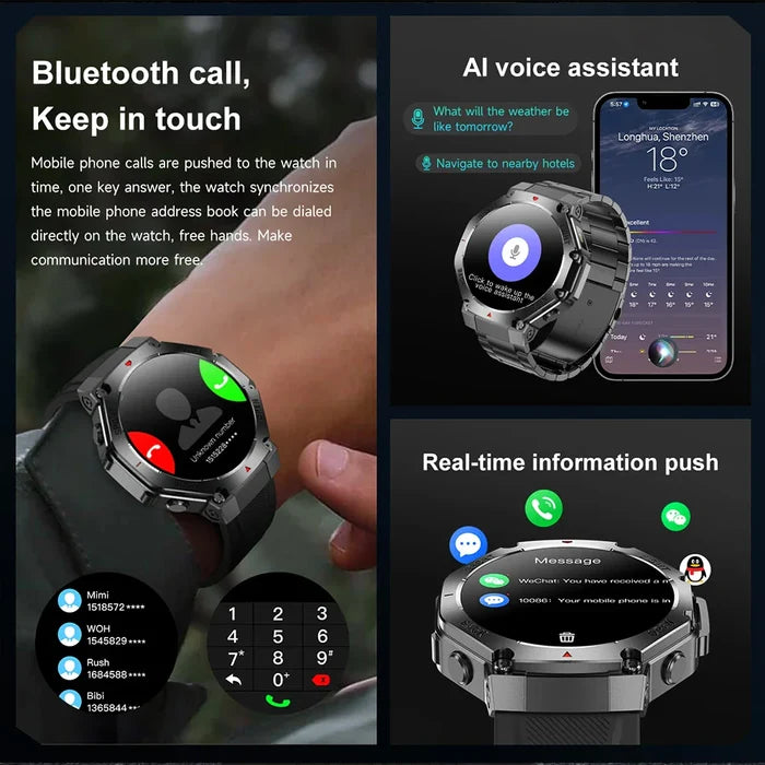 Smartwatch GPS Health Monitor - AMOLED Display, Bluetooth Calling, 3ATM Waterproof Fall 2025 Fitness Gift