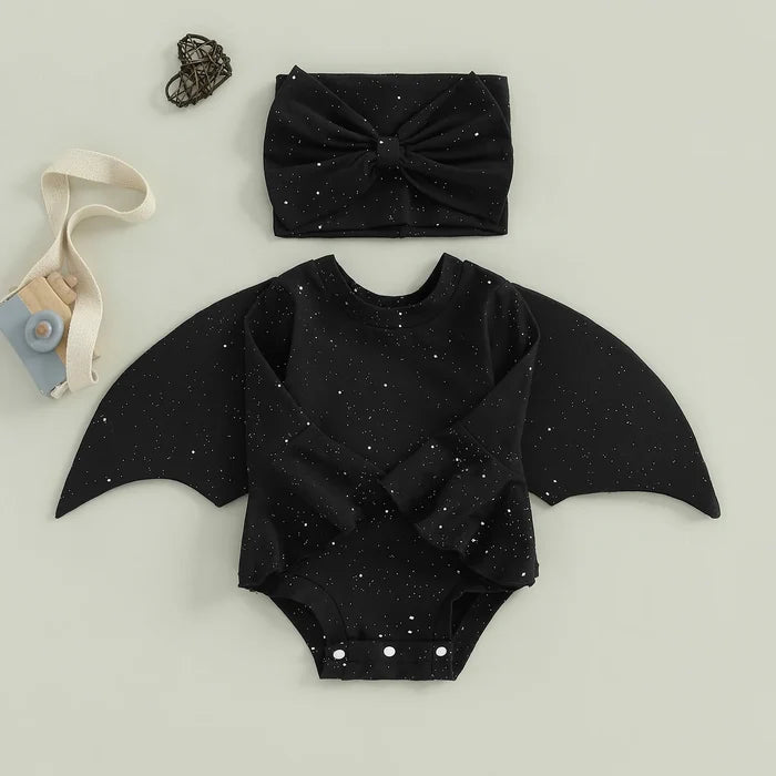Soft Baby Romper - Long Ruffle Sleeve, Cotton, Halloween