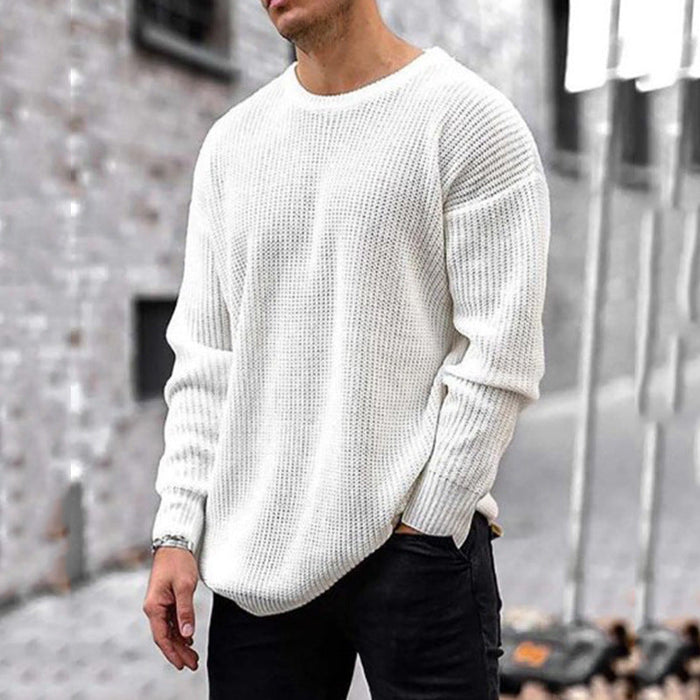 Soft Classic Men's Waffle Knit Sweater - Crew Neck Acrylic