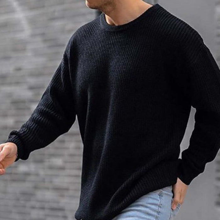 Soft Classic Men's Waffle Knit Sweater - Crew Neck Acrylic