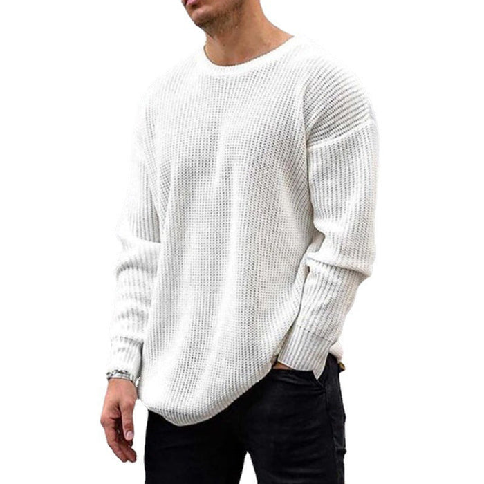 Soft Classic Men's Waffle Knit Sweater - Crew Neck Acrylic