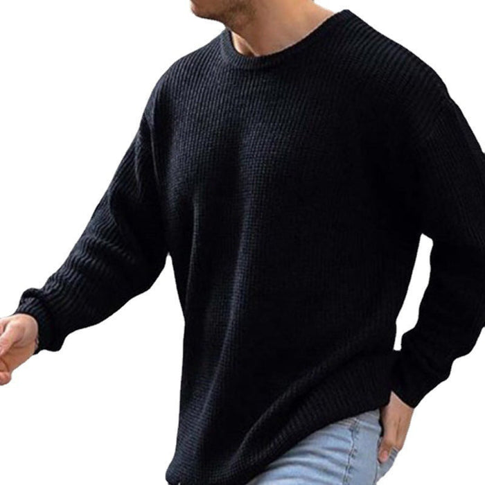 Soft Classic Men's Waffle Knit Sweater - Crew Neck Acrylic