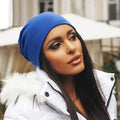 Soft Cozy Womens Beanie - Slouch Back, Cotton Blend, Winter