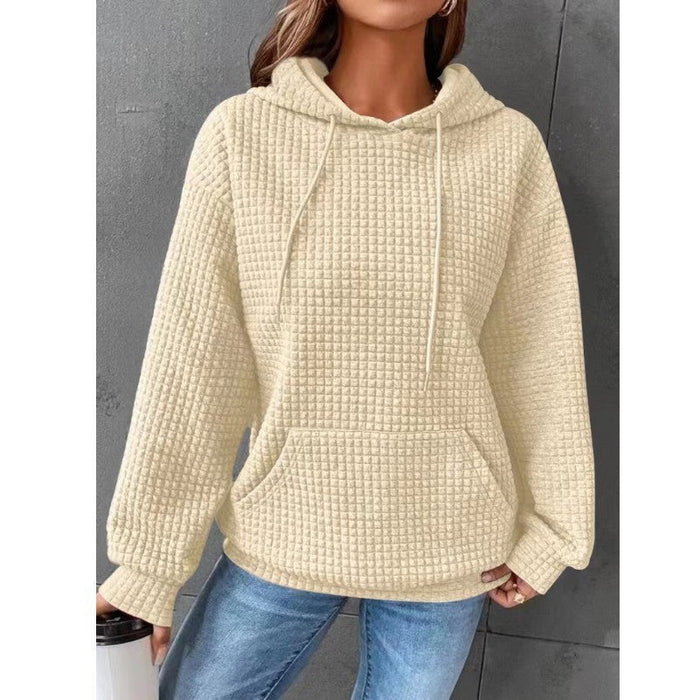 Soft Cozy Women’s Hoodie Sweater - Waffle Knit Layering