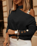 Soft Cozy Women’s Off-Shoulder Pullover - Slouchy Knit