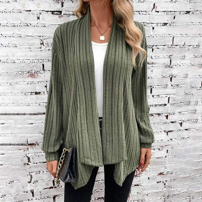 Soft Flattering Women’s Knit Cardigan - Draped Ribbed