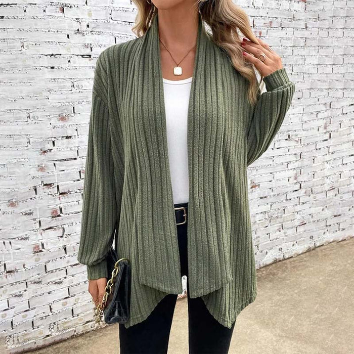 Soft Flattering Women’s Knit Cardigan - Draped Ribbed