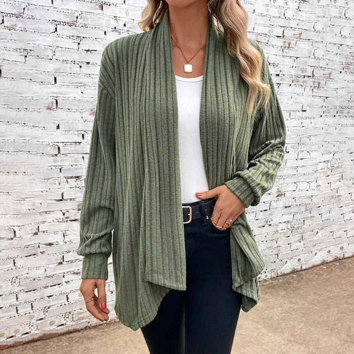 Soft Flattering Women’s Knit Cardigan - Draped Ribbed