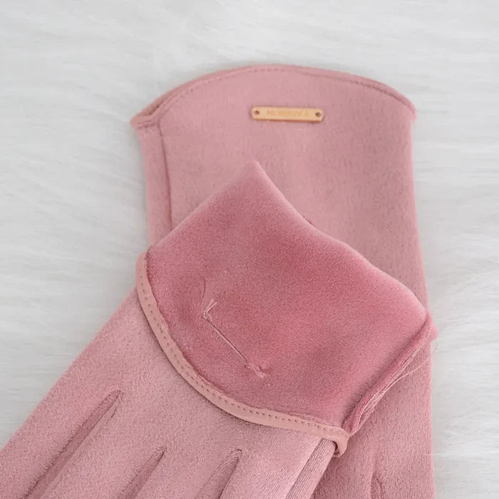 Soft Timeless Women Suede Gloves - Fitted, Cashmere Lined