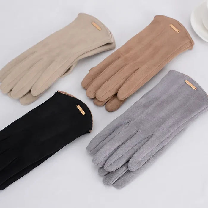 Soft Timeless Women Suede Gloves - Fitted, Cashmere Lined