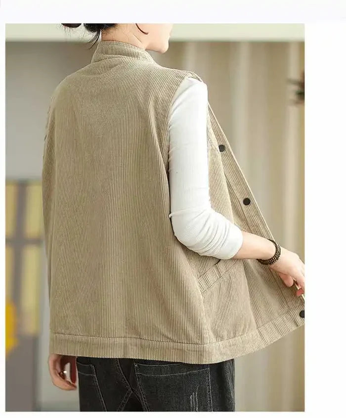 Soft Women's Corduroy Vest - Relaxed Sleeveless, Velvet