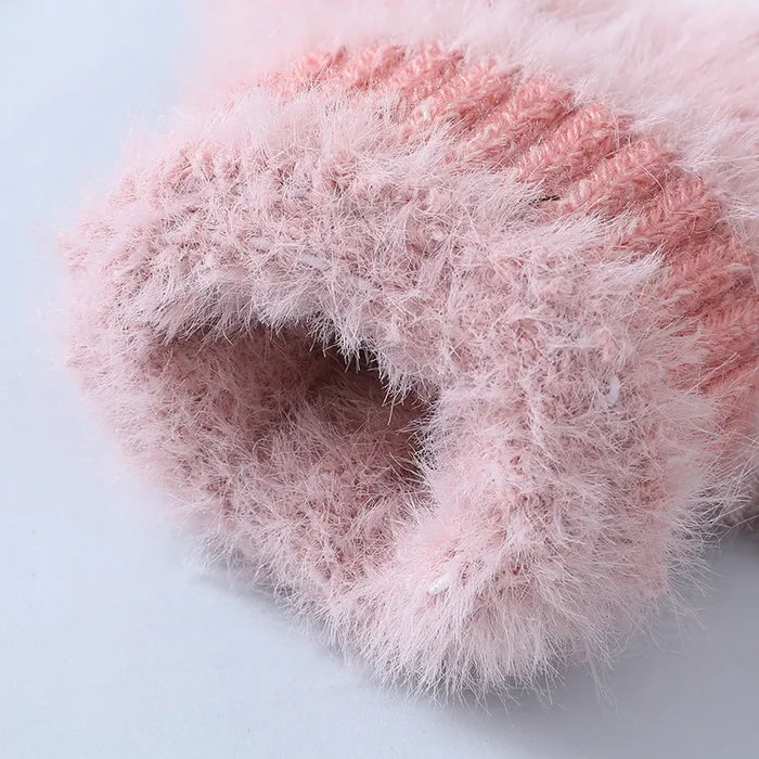 Soft Women’s Fingerless Mittens - Minky Foldover, Winter