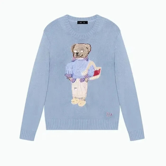 Soft Womens Knitted Sweater - Crewneck, Cotton, Weekend