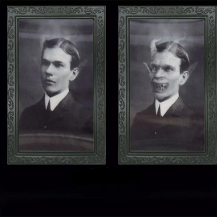 Spooky Ghost 3D Changing Face Moving Picture Frame - Halloween Wall Decor for Haunted Parties and Home Decoration