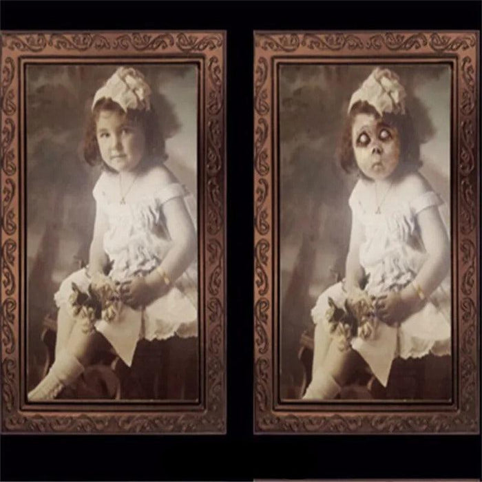 Spooky Ghost 3D Changing Face Moving Picture Frame - Halloween Wall Decor for Haunted Parties and Home Decoration