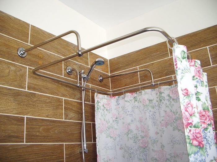 Square Shaped 360 degrees Shower Curtain Rod for Bathroom, Fitting and Dressing room with Wall Brackets