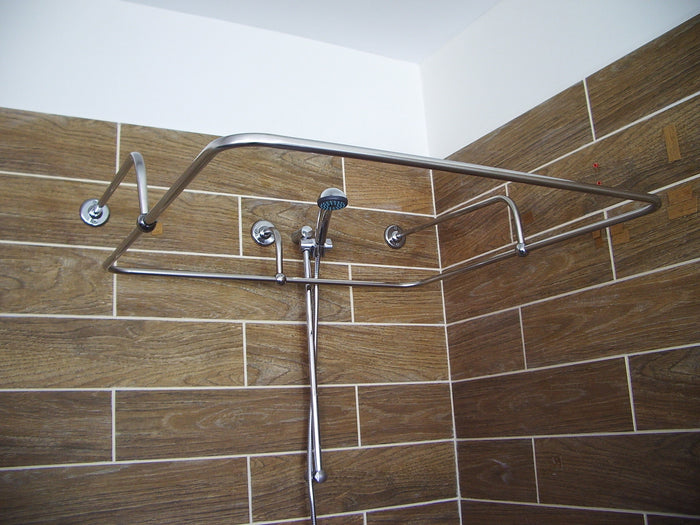 Square Shaped 360 degrees Shower Curtain Rod for Bathroom, Fitting and Dressing room with Wall Brackets