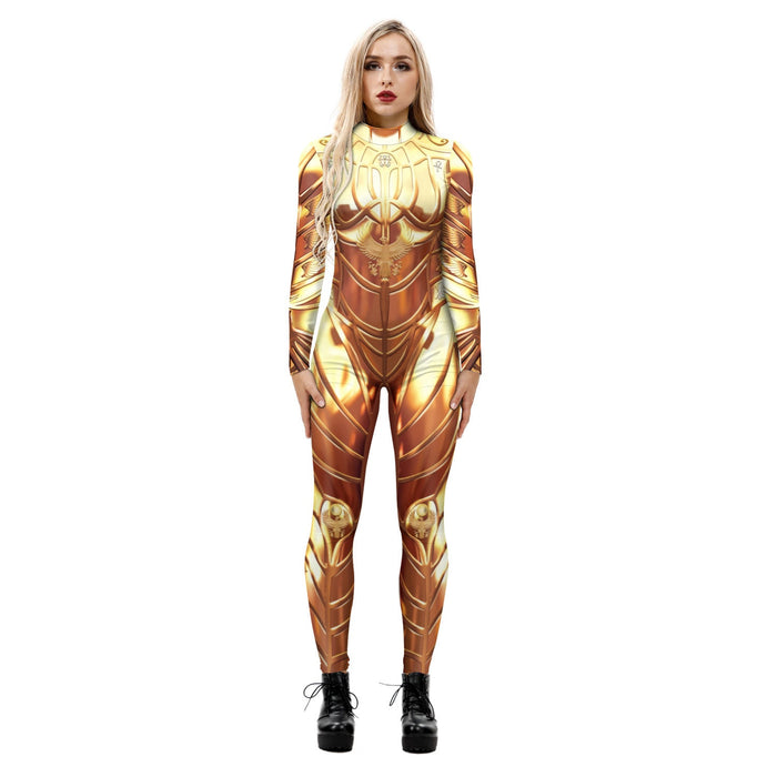 Stretchy and Body-Hugging Women's Printed Jumpsuit - Contoured Full-Body, Milk Silk Second-Skin for Cosplay