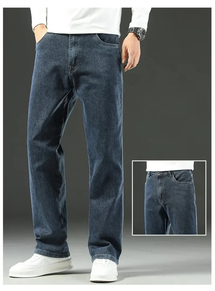 Stretchy Men’s Jeans - Wide Leg, Cotton, Business Casual