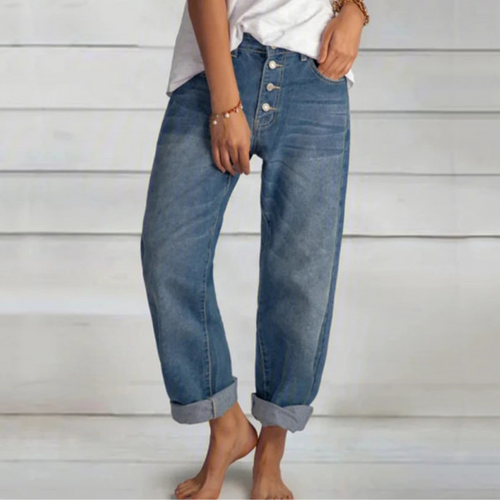 Stylish Women's Denim Pants with Unique Design and Comfortable Fit in Classic Blue, Available in Sizes S-3XL-1