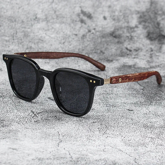 Sunglasses for Men Women Retro Wood Grain Polarized UV Protection Outdoor Shades