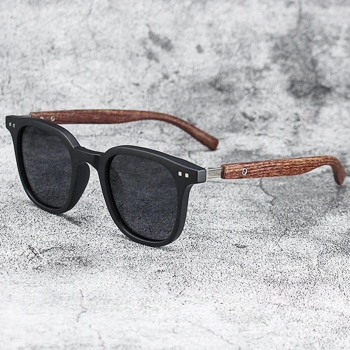 Sunglasses for Men Women Retro Wood Grain Polarized UV Protection Outdoor Shades