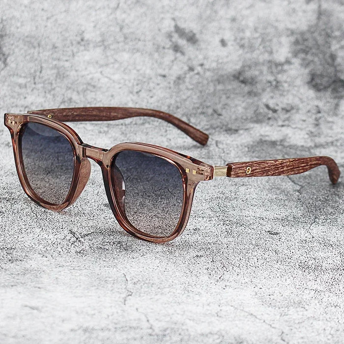 Sunglasses for Men Women Retro Wood Grain Polarized UV Protection Outdoor Shades