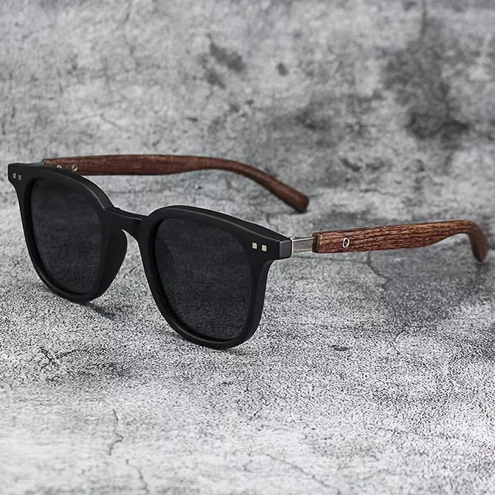 Sunglasses for Men Women Retro Wood Grain Polarized UV Protection Outdoor Shades