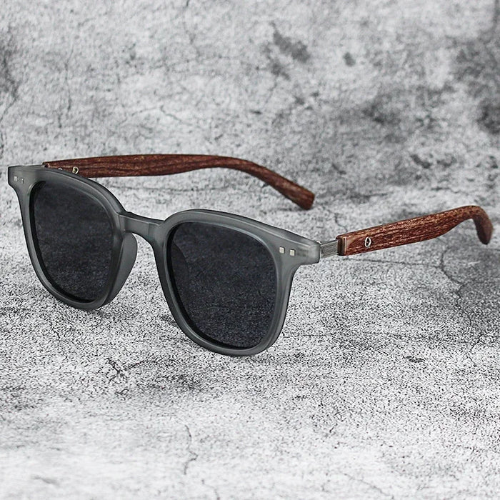 Sunglasses for Men Women Retro Wood Grain Polarized UV Protection Outdoor Shades