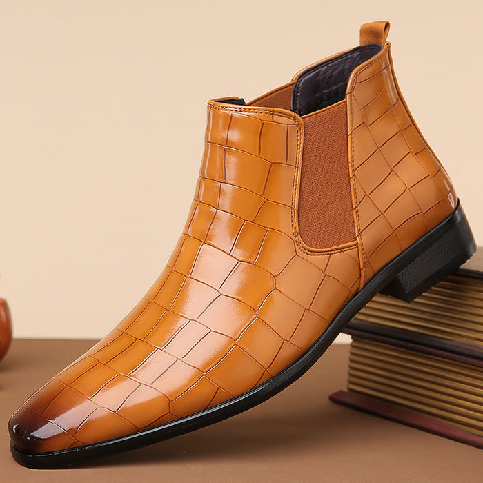 Supportive Men's Chelsea Boots - High Top Croc Leather