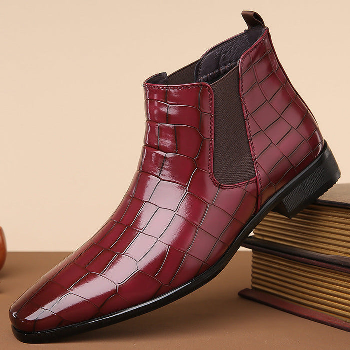 Supportive Men's Chelsea Boots - High Top Croc Leather