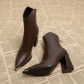 Supportive Women's Ankle Boots - Pointed Toe, Faux Leather