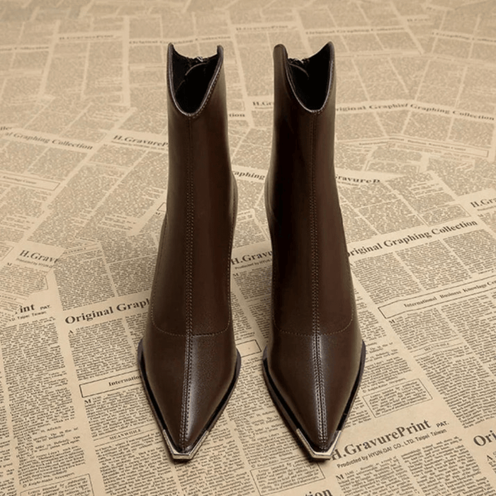 Supportive Women's Ankle Boots - Pointed Toe, Faux Leather