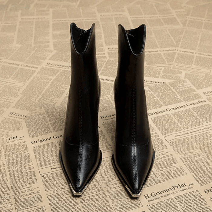 Supportive Women's Ankle Boots - Pointed Toe, Faux Leather