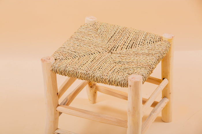 Tabouret marocain en bois et tressé - Africancreates