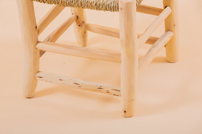 Tabouret marocain en bois et tressé - Africancreates