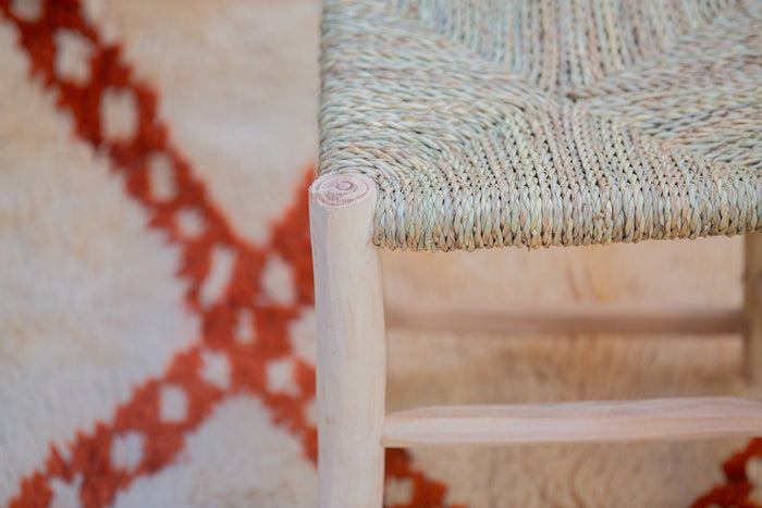 Tabouret marocain en bois et tressé - Africancreates