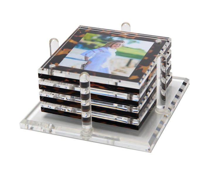 Tara Wilson Acrylic Photo Drink Coasters- Set of 4- Tortoise